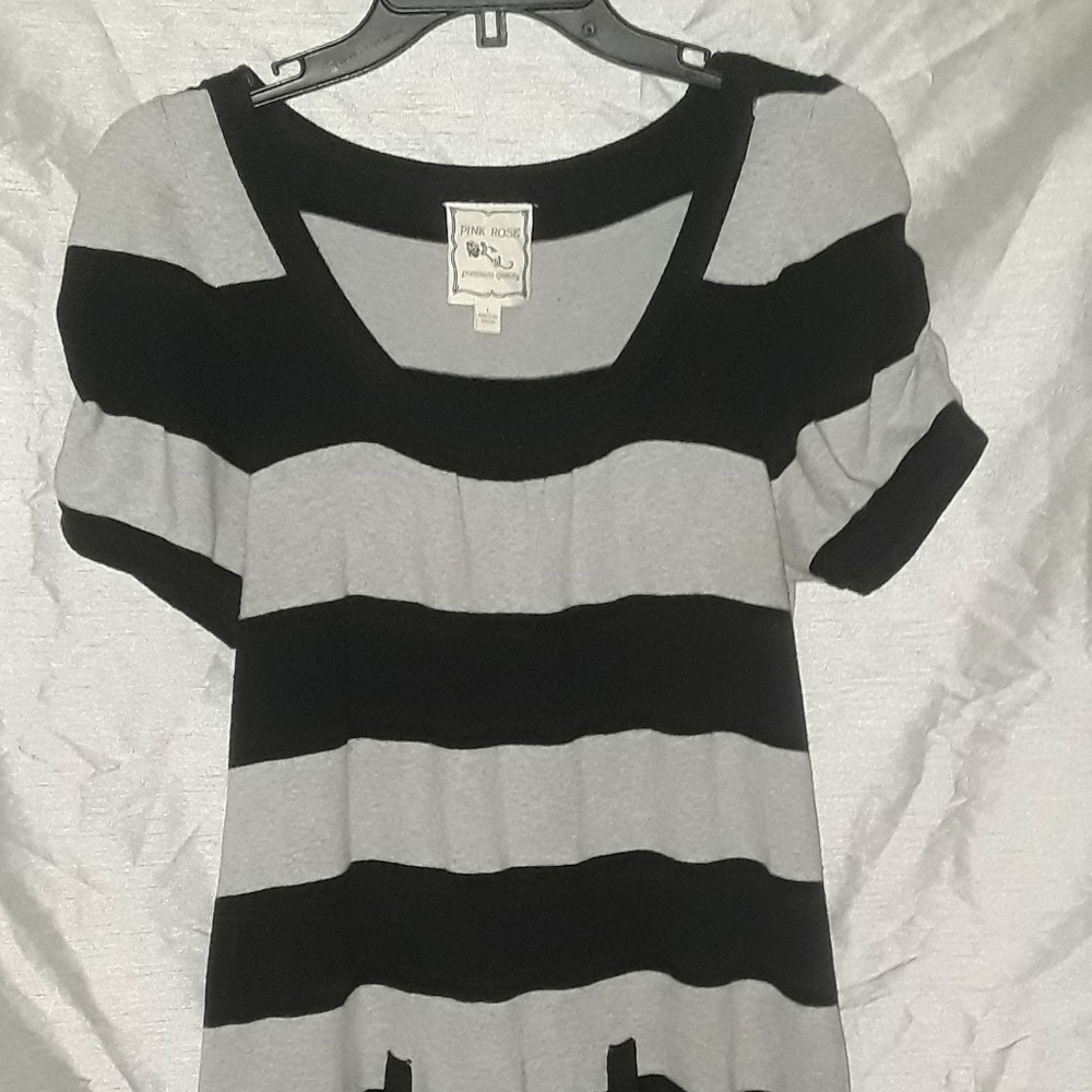 Black and Grey stripe Sweater Dress